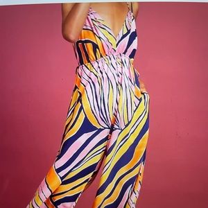 Wide legged multi colored jumpsuit